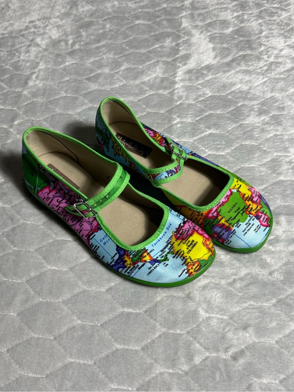 Chocolaticas World Map Mary Jane Flats EU 36 US 5.5/6